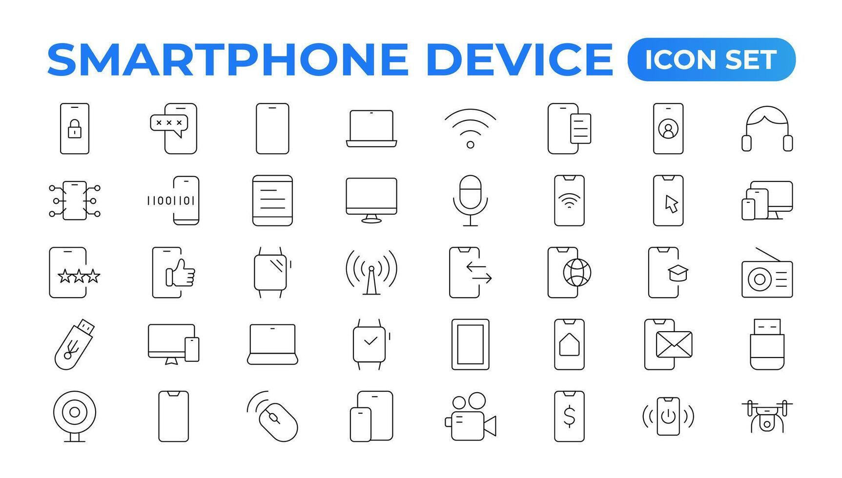 Modern Smartphone Device Icons for Engaging User Experiences. Collection of Smartphone Device Icons for Modern UI Design vector