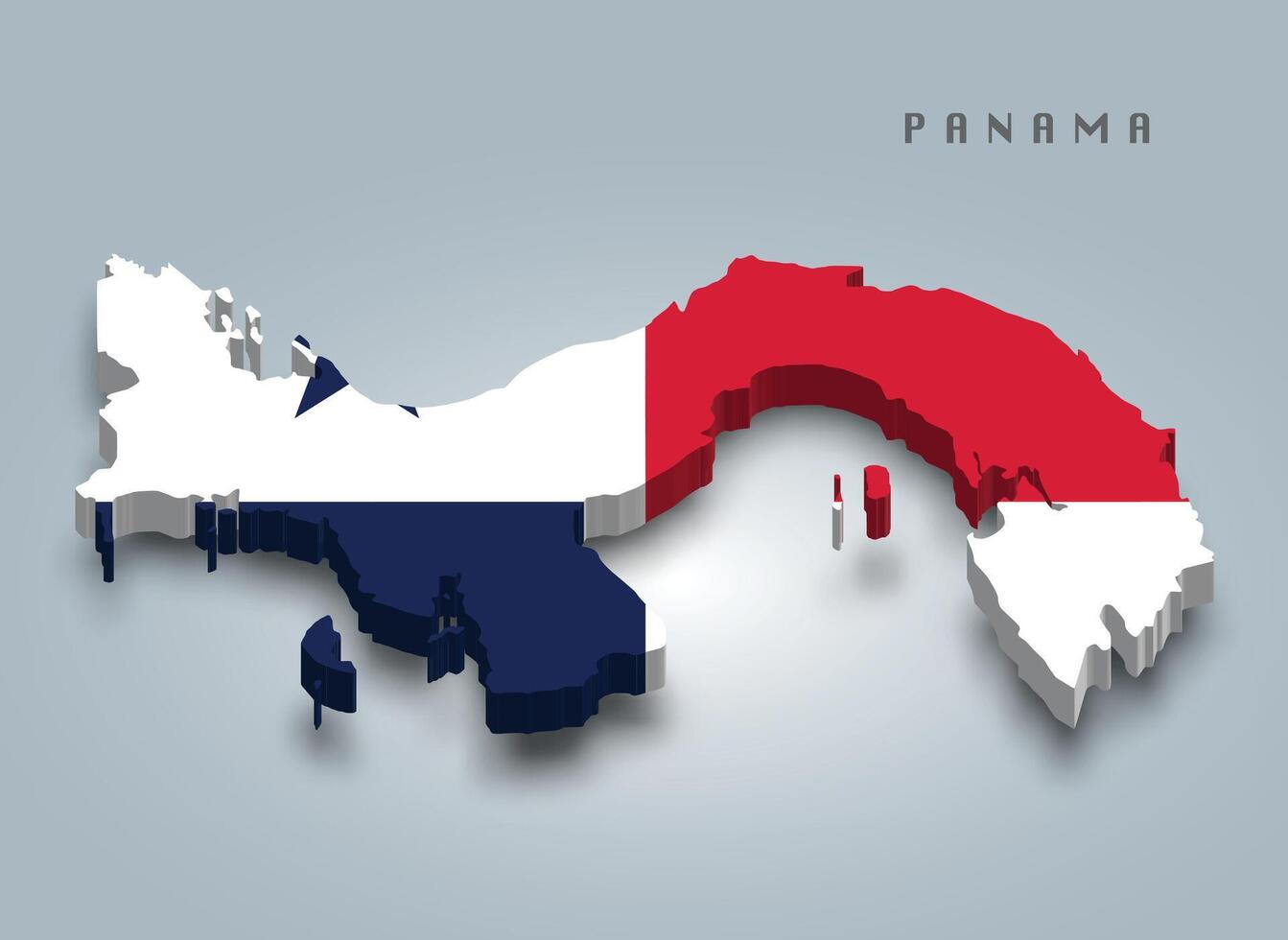 3D Panama map and flag vector