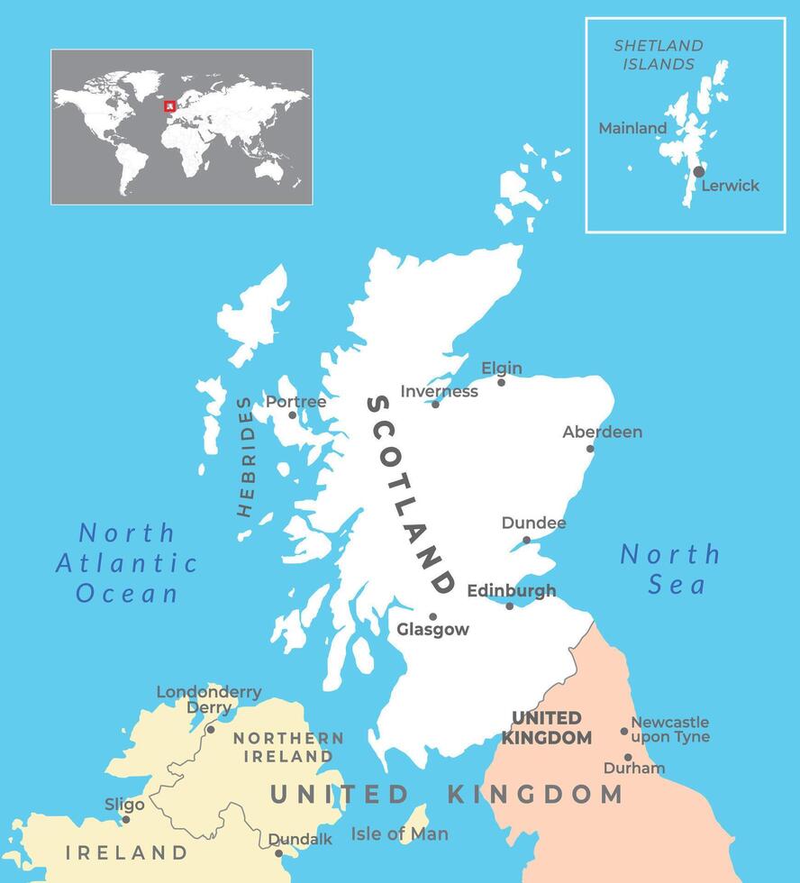 Scotland map with capital Edinburgh vector