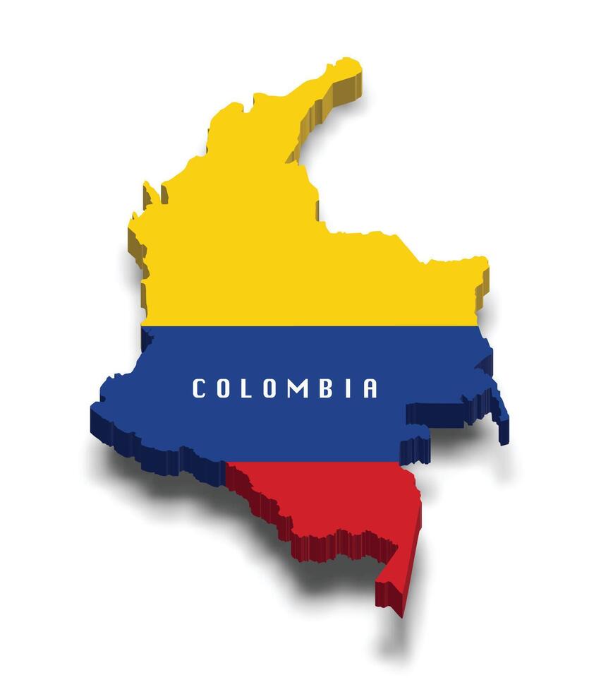 Colombia 3d flag map vector
