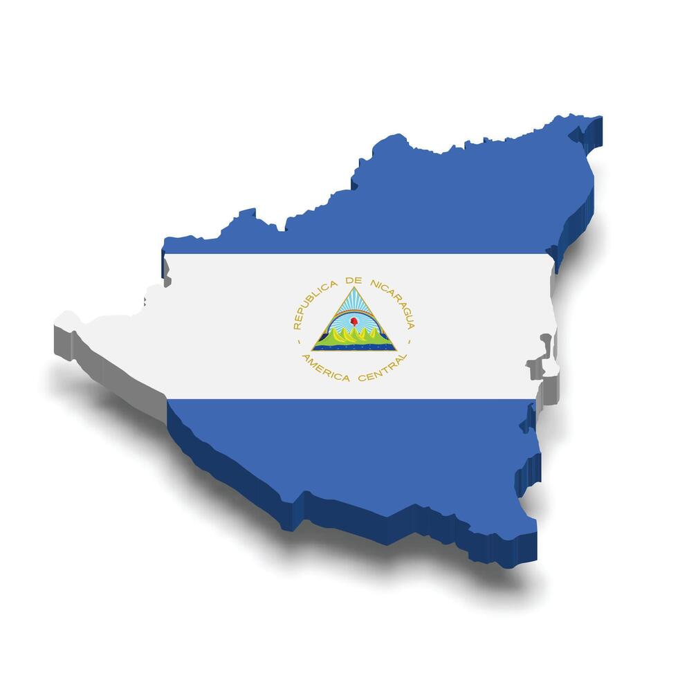 Nicaragua 3d flag map on white background vector