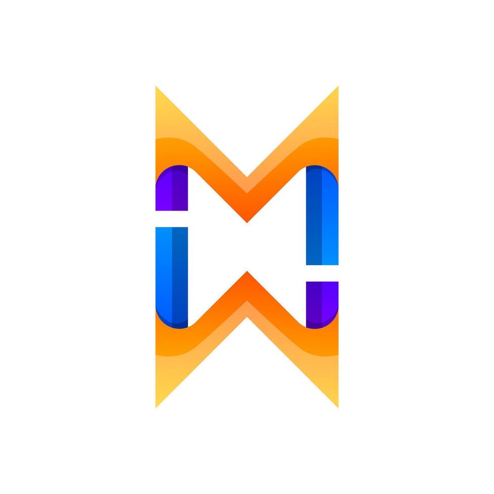 initial letter M W icon logo design vector