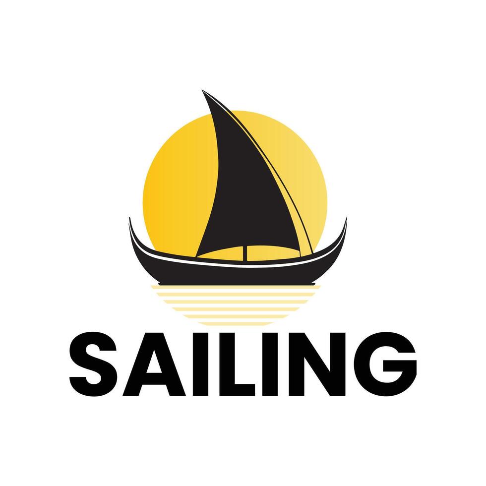 illustration of sailing ship with sun background for sea travel design vector