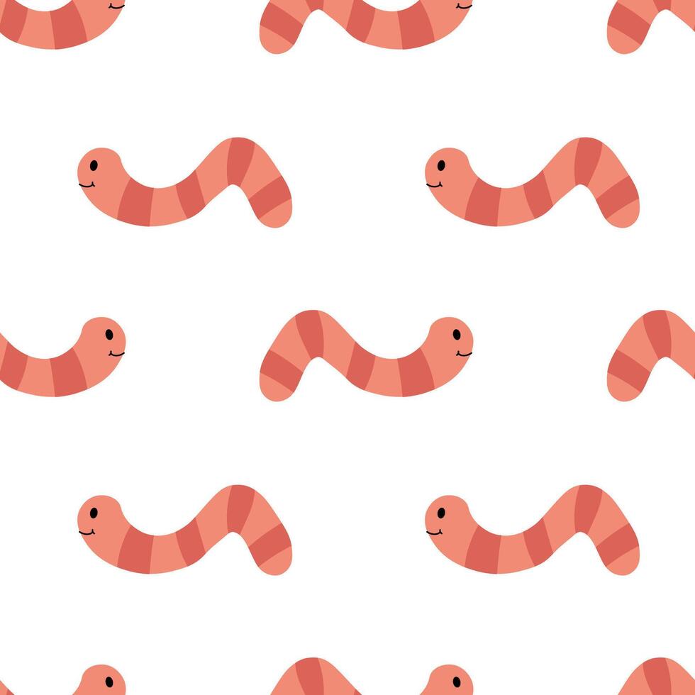 Kid Seamless Pattern with Striped Worm. Creative background children for design, fabric, wrapping, textile, wallpaper, apparel. Flat illustration. vector