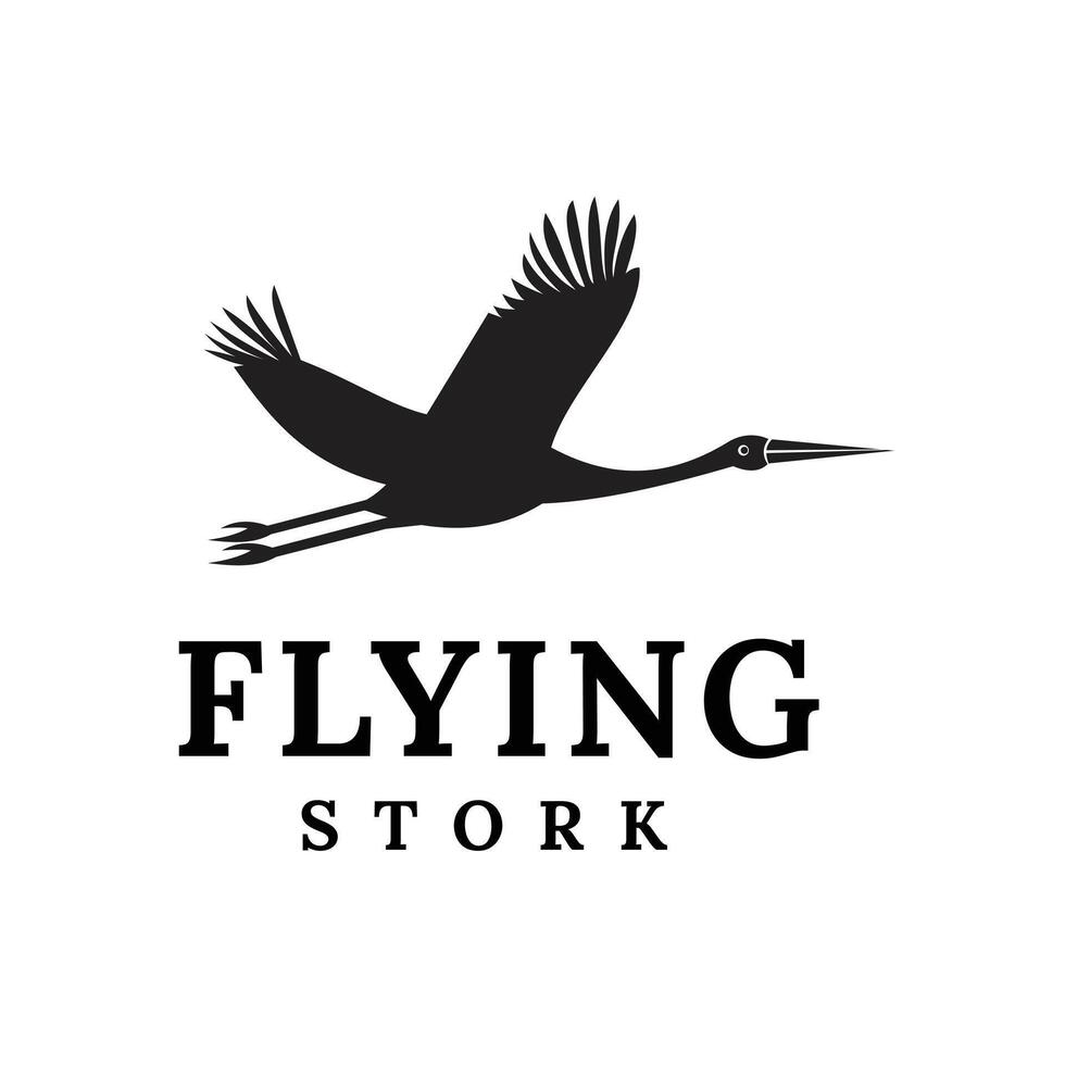 Crane Bird Flying over wildlife logo design vector