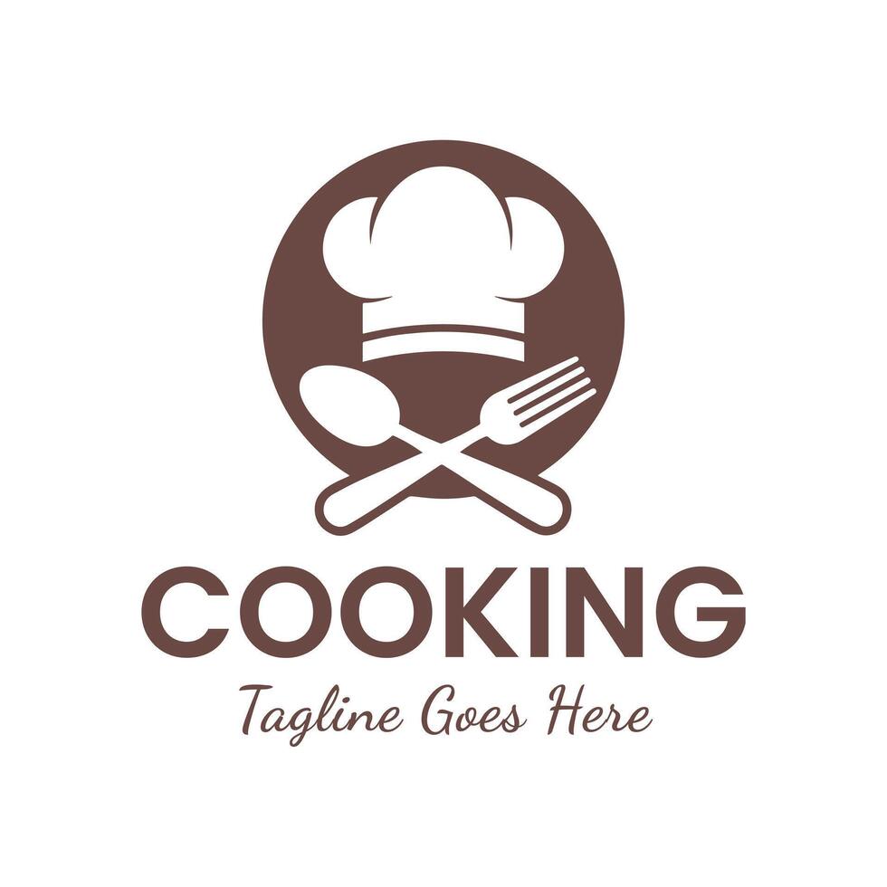 Illustration of a chef's hat and crossed spoon and fork can be used for a cake shop logo vector