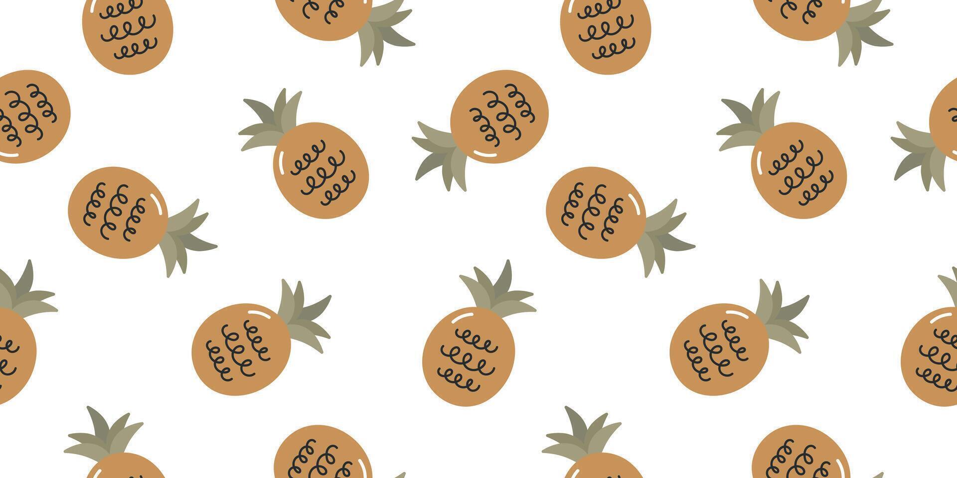 Seamless pattern with pineapple. illustration in cartoon style. For card, posters, banners, printing on the pack, printing on clothes, fabric, wallpaper. vector