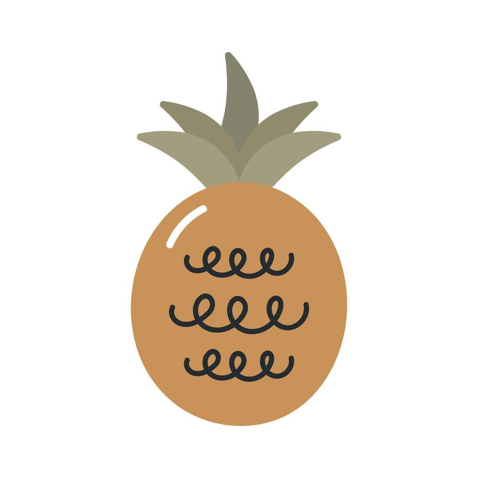 Pineapple. Flat cartoon illustration isolated on white background. For card, posters, stickers, banners, printing on the pack, printing on clothes, fabric, wallpaper. vector