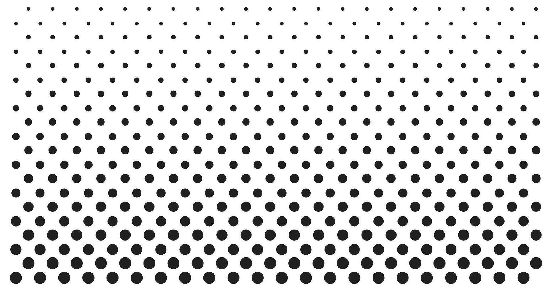 Dotted gradient pattern illustration, white and black halftone polka background graphic, horizontal seamless circle dotted lines, monochrome dots texture backdrop, retro popart effect half tone vector