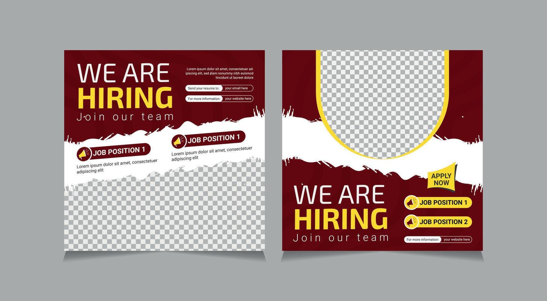 We are hiring job vacancy social media post or Job advertisement square banner templates. vector