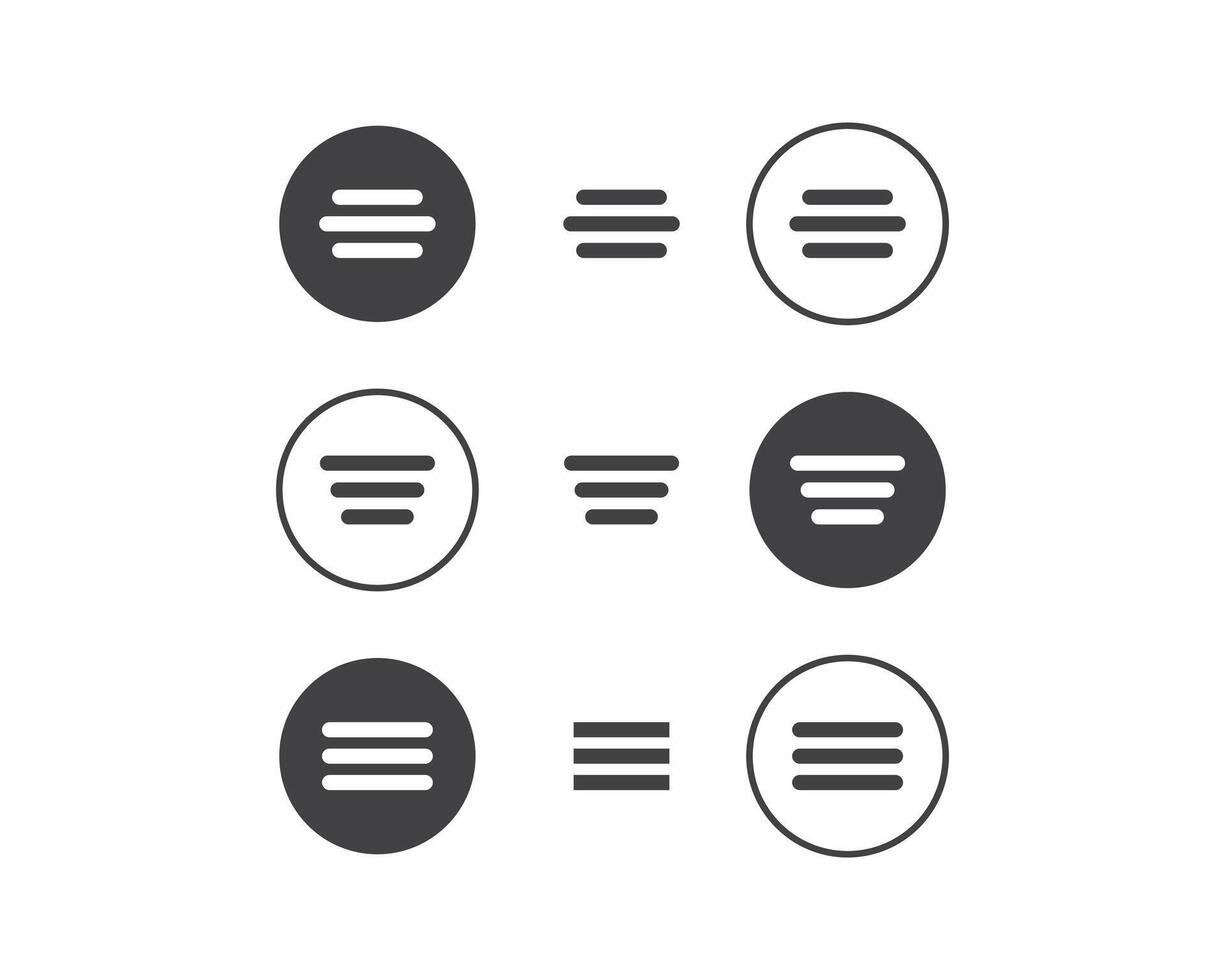 Hamburger menu icon, buttons for website, UI navigation, mobile app, presentation. design elements and user Interface icons. vector