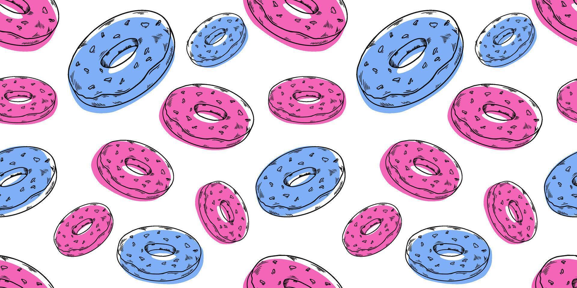 Line beige donuts pattern seamless, fextile, fabric, wrapping paper, wallpaper, cafe vector