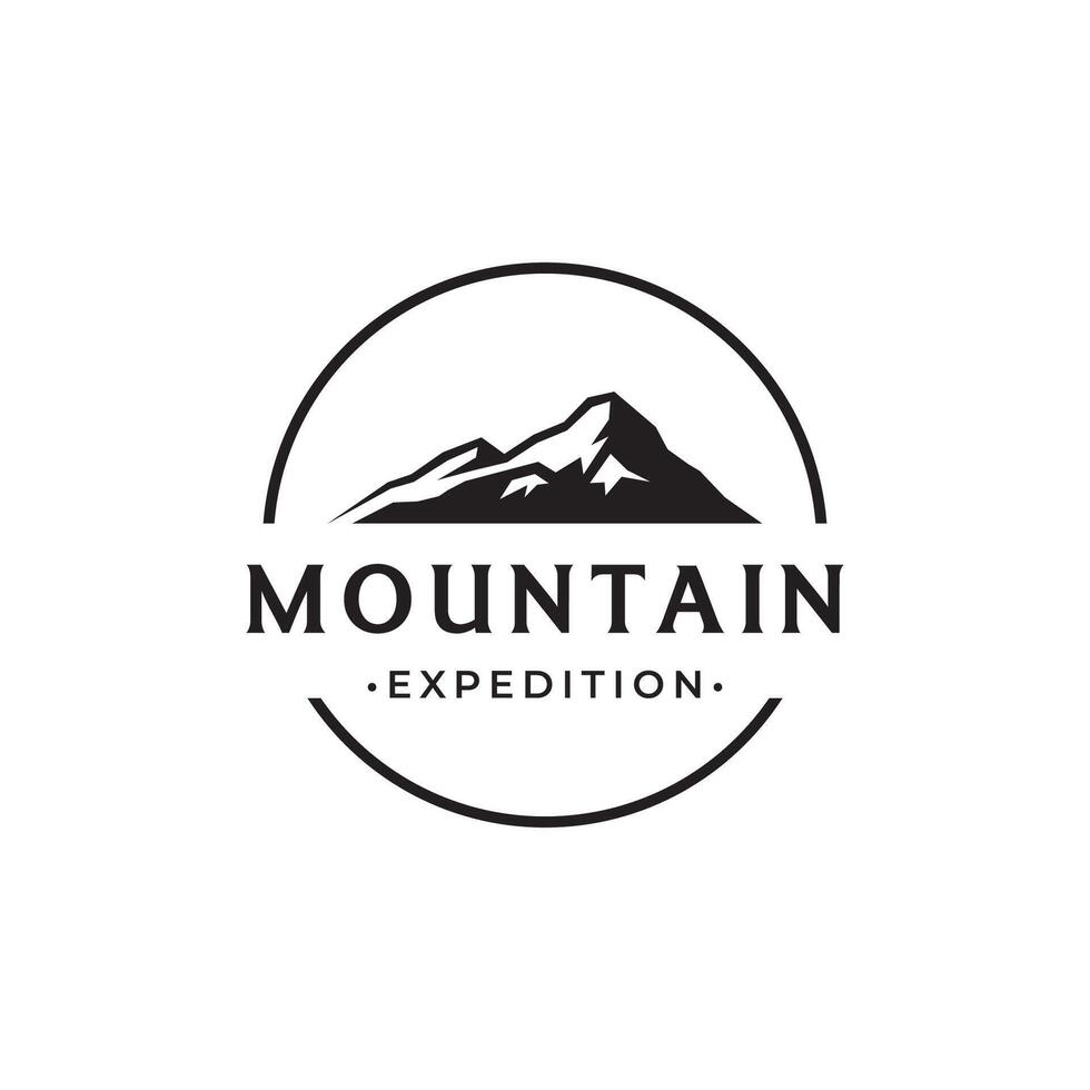 Retro vintage mountain explorer logo template design.Logo for climber, business, camping and badge. vector
