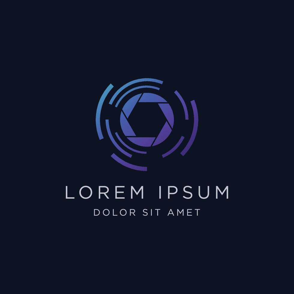 Unique professional photography camera lens logo template design.Logo for business , studio ,media, vector