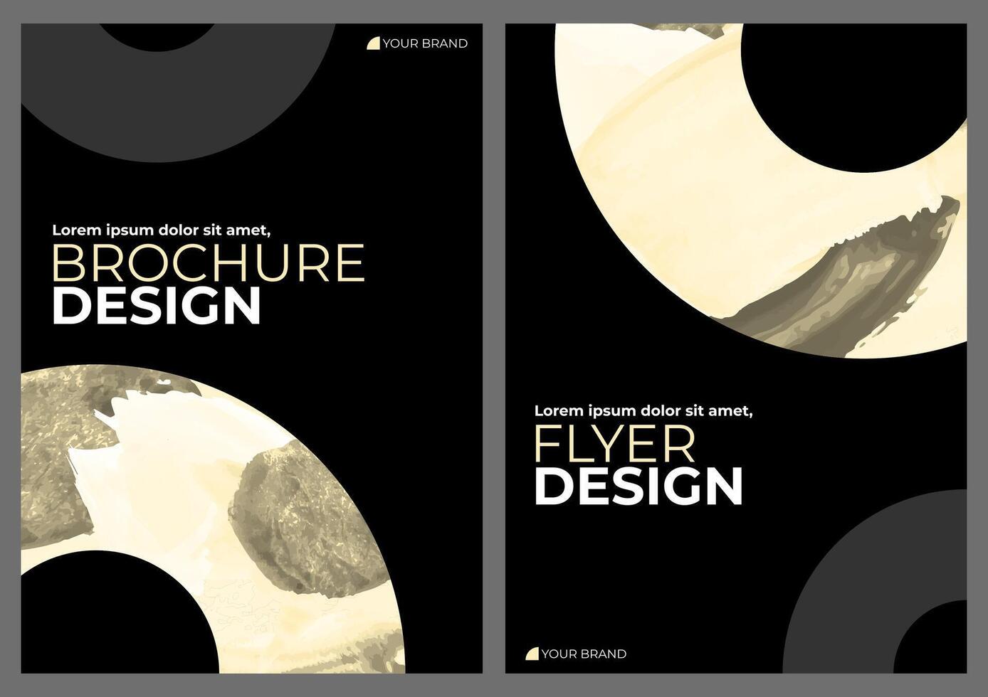 Watercolor booklet brochure flyer colourful abstract cover template bundle set with black background vector