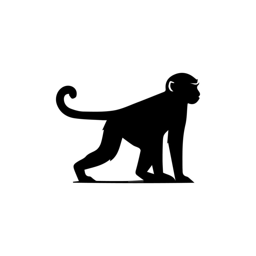 monkey silhouettes on a white background. Perfect for designs about animals, nature, wildlife, primates, monkeys, apes, jungle, rainforest, conservation, and education vector