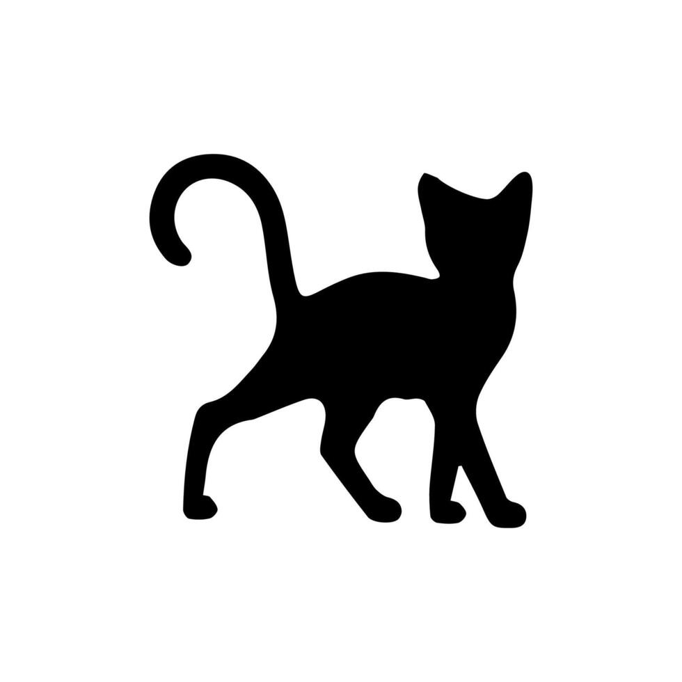 Black Cat silhouette on white background. Ideal for pet themed design vector
