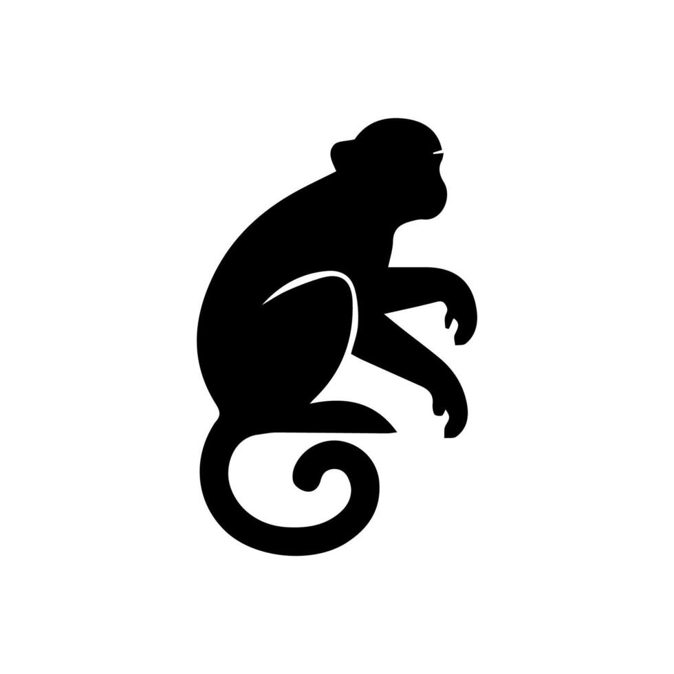 monkey silhouettes on a white background. Perfect for designs about animals, nature, wildlife, primates, monkeys, apes, jungle, rainforest, conservation, and education vector