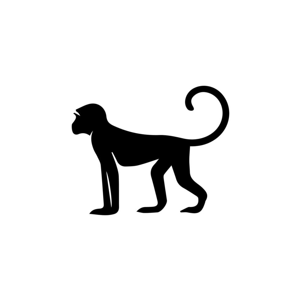 monkey silhouettes on a white background. Perfect for designs about animals, nature, wildlife, primates, monkeys, apes, jungle, rainforest, conservation, and education vector