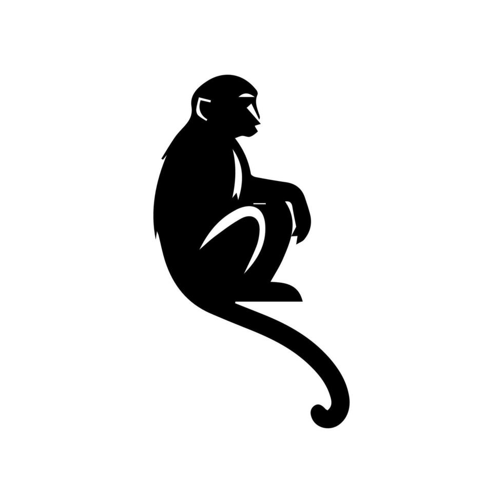 monkey silhouettes on a white background. Perfect for designs about animals, nature, wildlife, primates, monkeys, apes, jungle, rainforest, conservation, and education vector