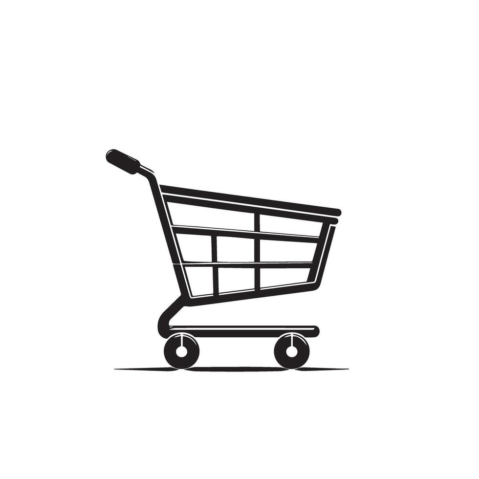 Shopping cart silhouette. shopping cart logo, shopping cart black icon. vector