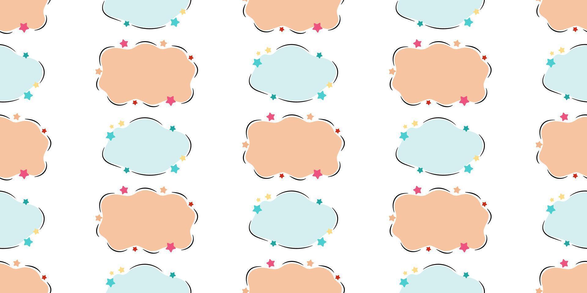 Pastel cute clouds with stars seamless patern. Background for banner. vector