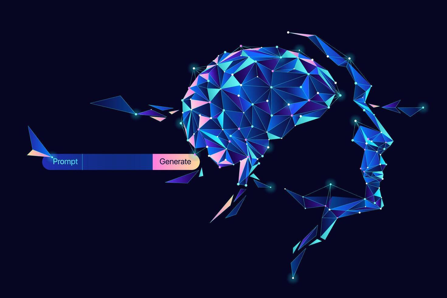 Illustration of abstract stream information with cyan line and dot. Big data, technology, AI, data transfer, data flow, large language model vector