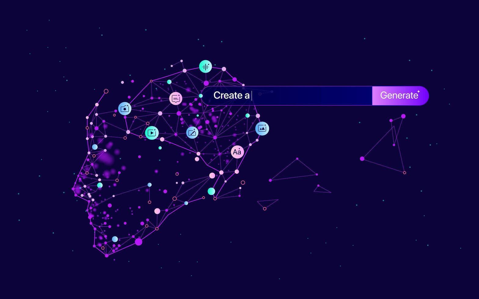 Illustration of abstract stream information with cyan line and dot. Big data, technology, AI, data transfer, data flow, large language model vector