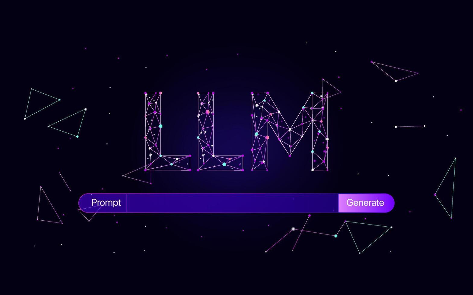 Illustration of abstract stream information with cyan line and dot. Big data, technology, AI, data transfer, data flow, large language model vector