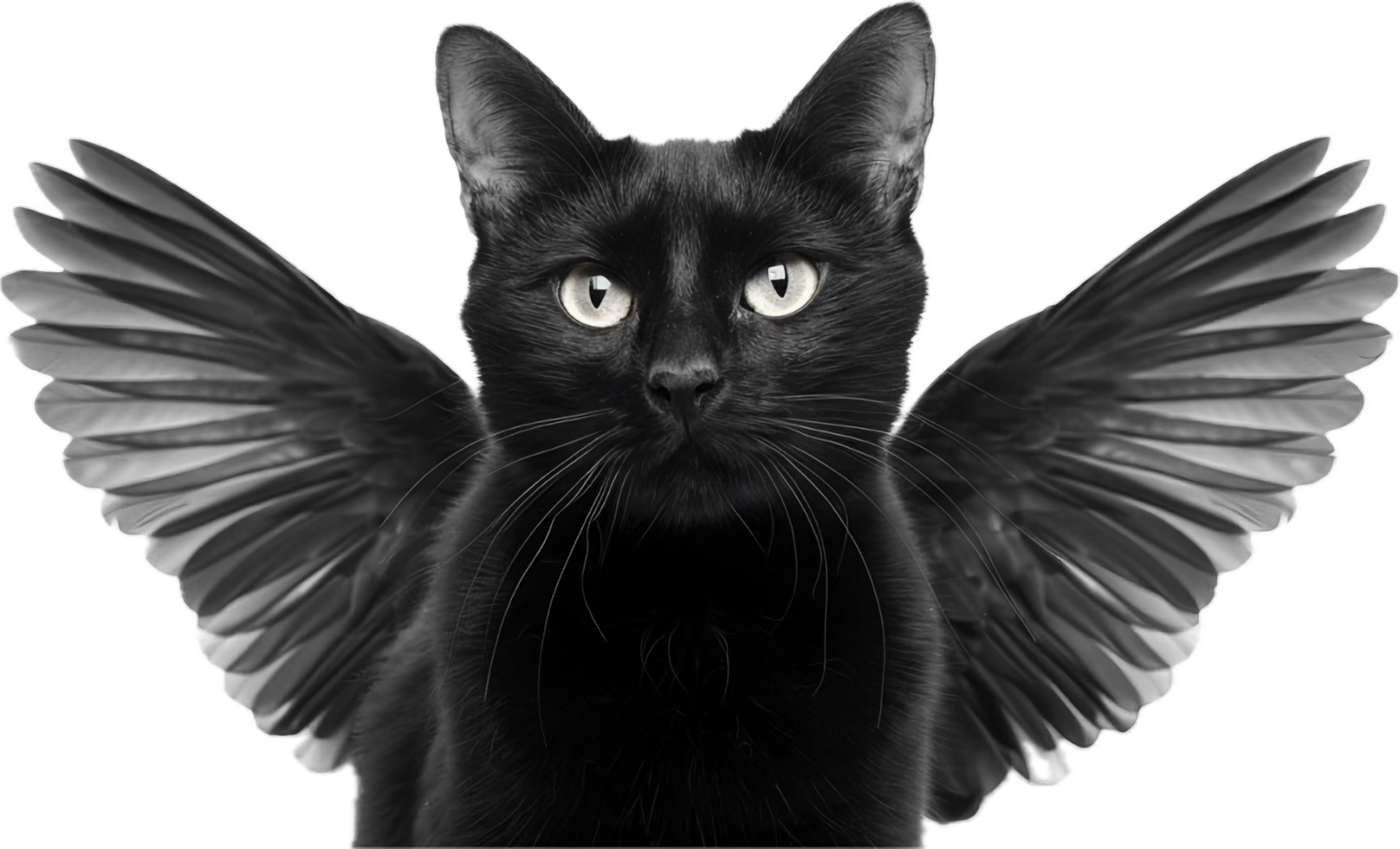 Black cat with large dark wings. png