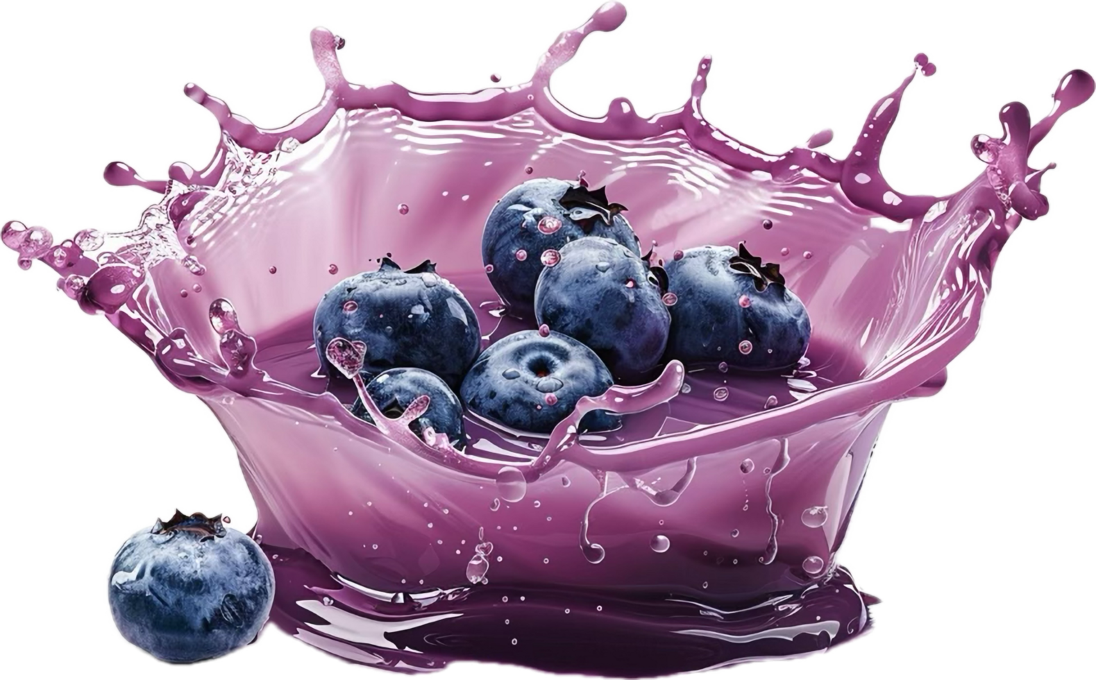 Blueberries Splashing in Purple Liquid. png