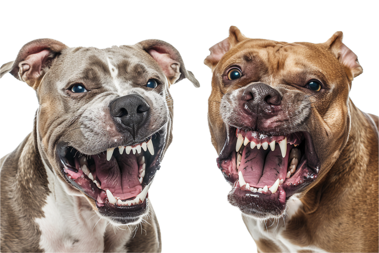 Close-Up of Aggressive Pit Bull Dogs. png