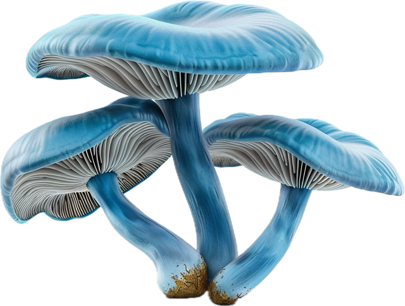 Cluster of glowing blue mushrooms. png