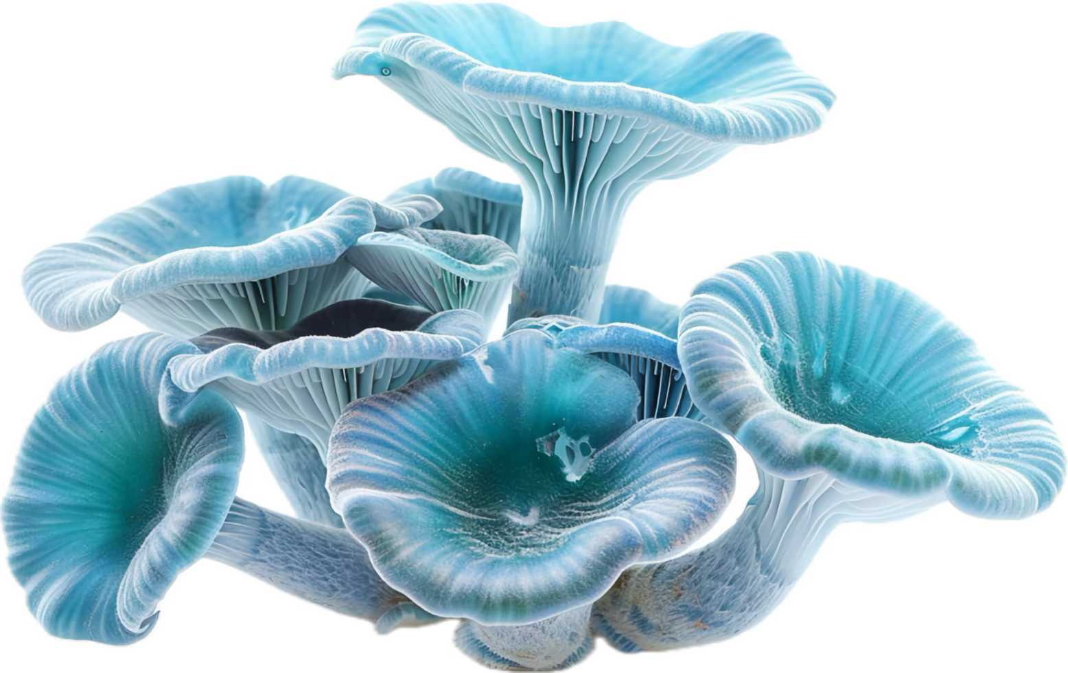 Cluster of glowing blue mushrooms. png