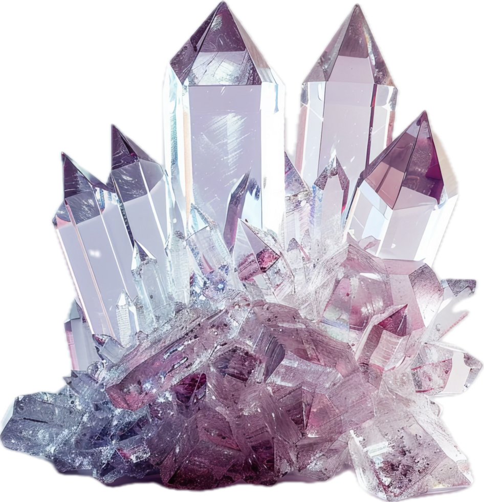 Cluster of purple quartz crystals. png