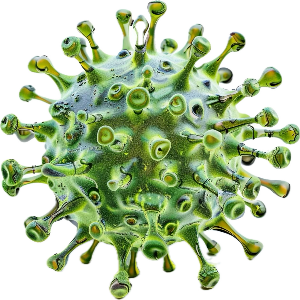 Close-up of green virus cell. png