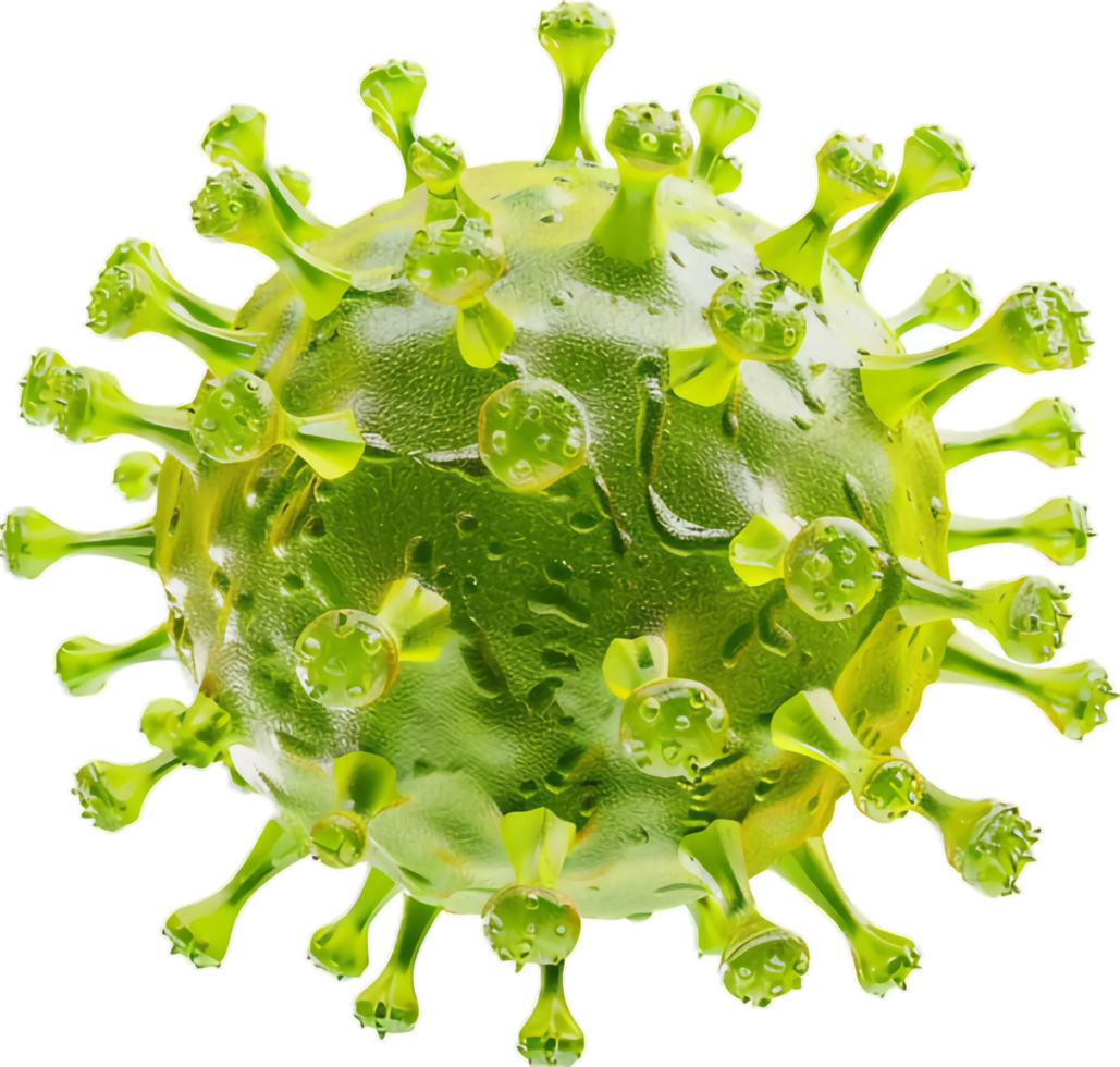 Close-up of green virus cell. png