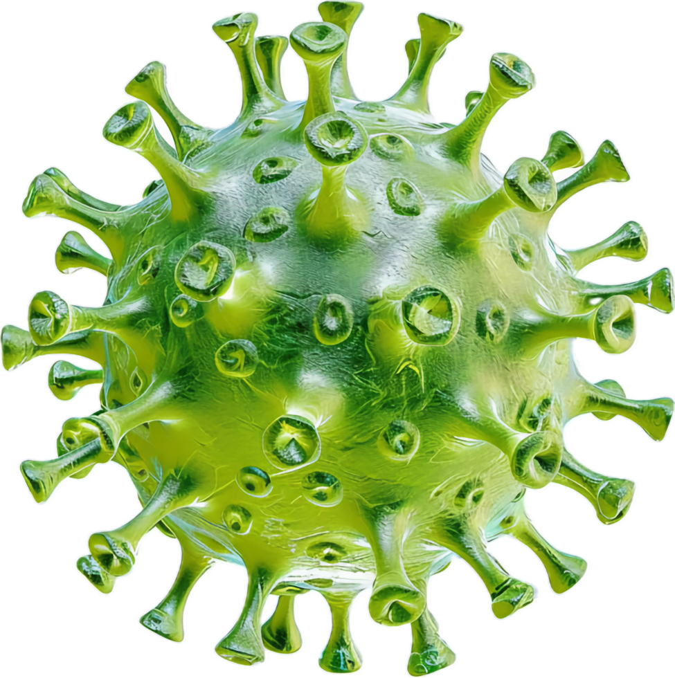 Close-up of green virus cell. png