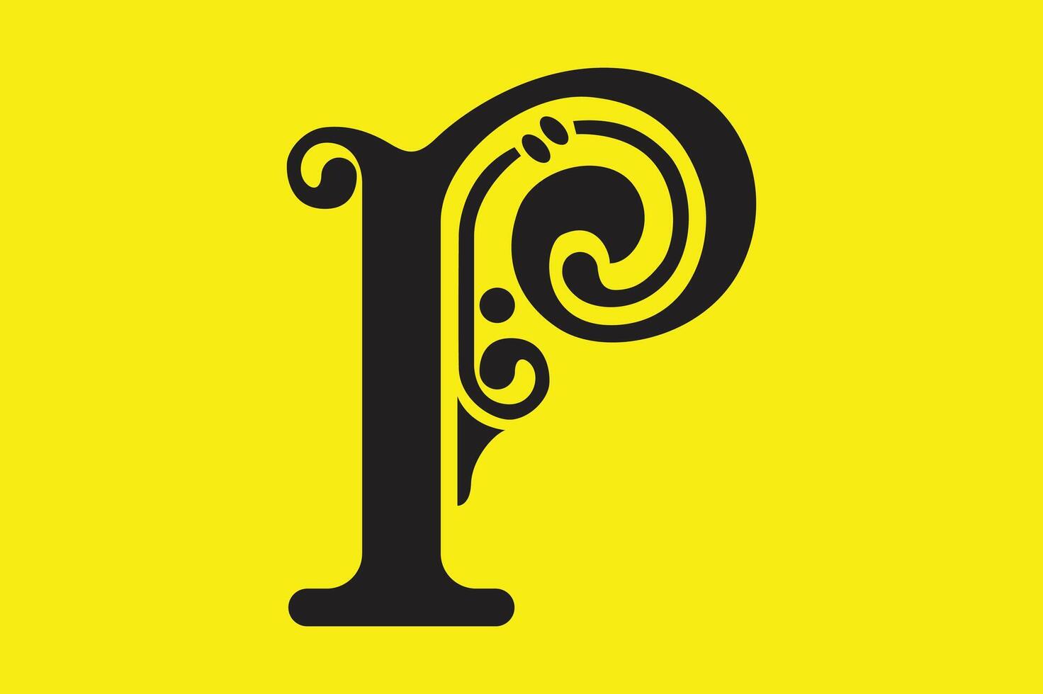 P Alphabet Creative Art Design Deep Black vector