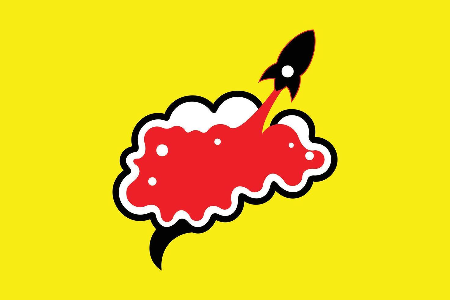 Red color cloud star red color brain design brain booster vector