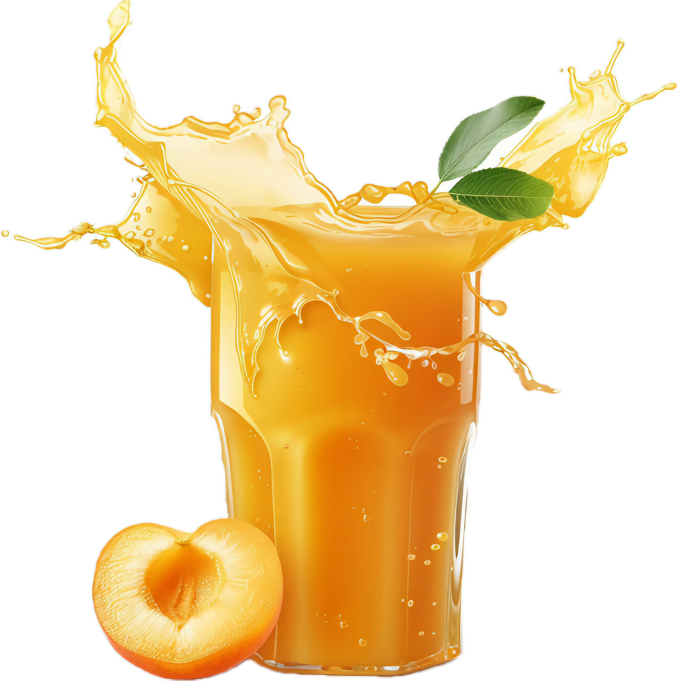Apricot Juice Splashing in Glass. png