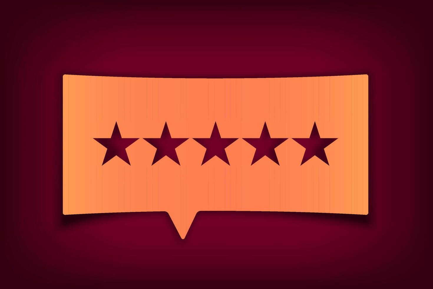 Paper chat icon with five stars speech bubble rate sign feedback icon. vector