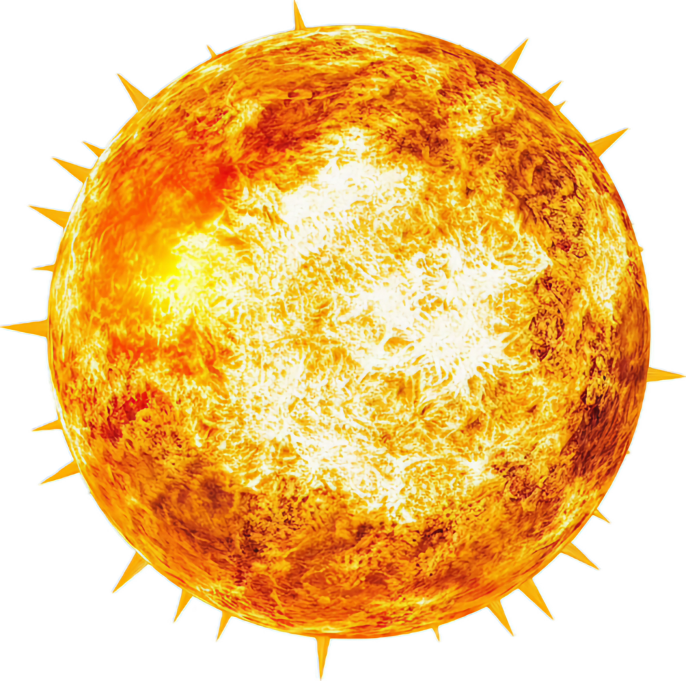 Bright and fiery sun surface. png