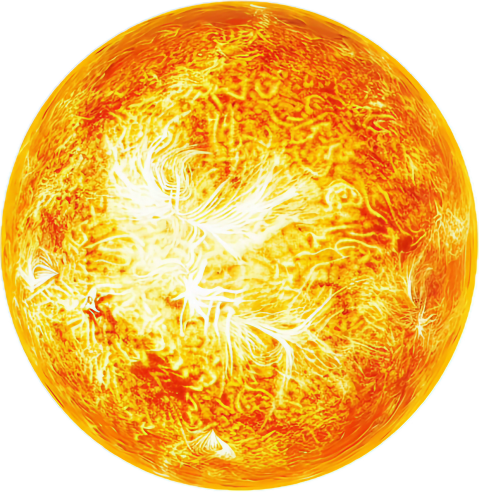 Bright and fiery sun surface. png