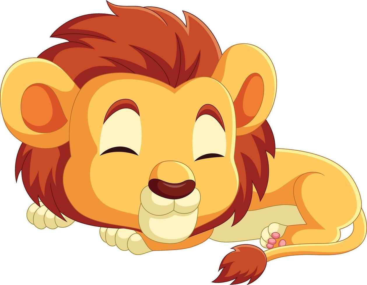 Illustration of cartoon little lion sleeping vector