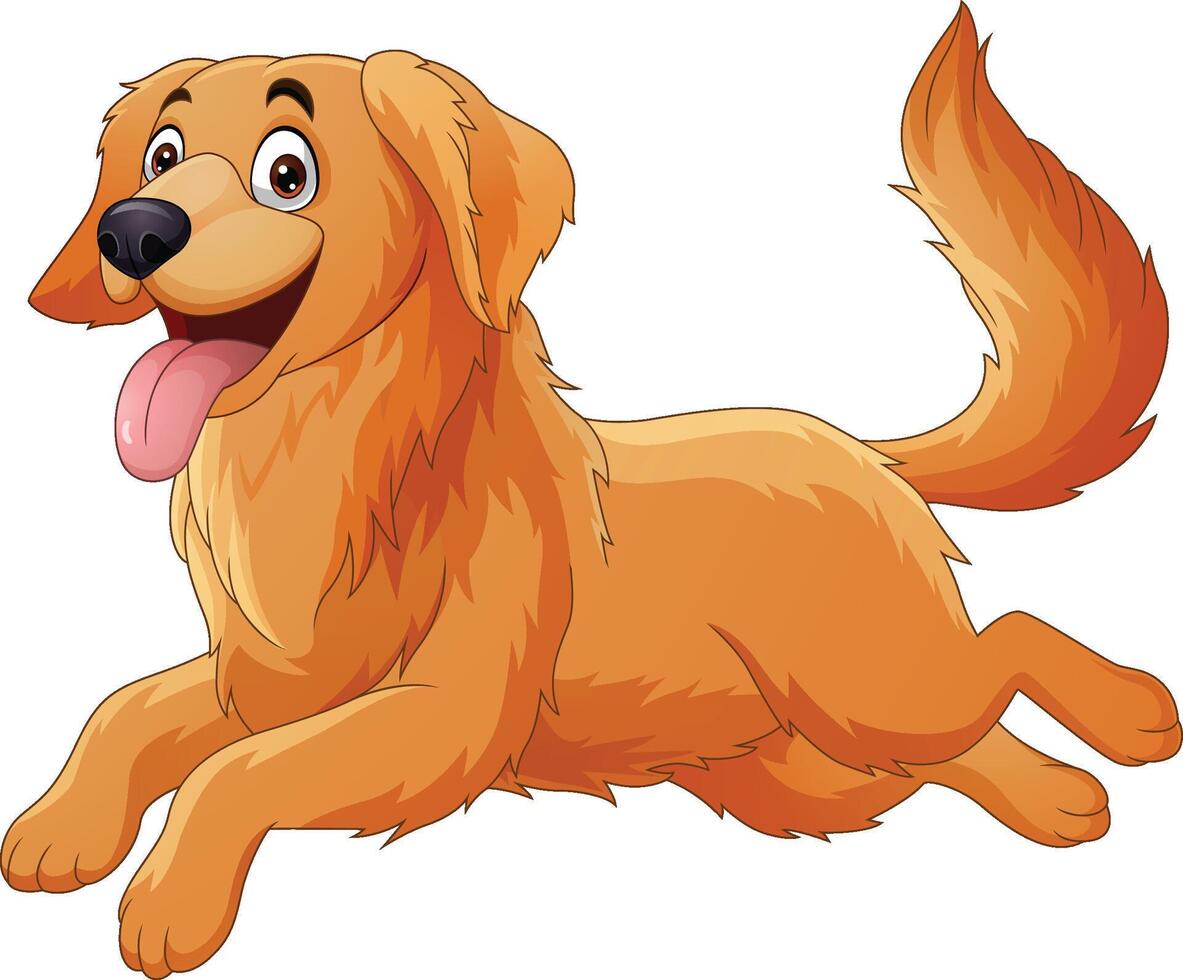 Illustration of cartoon cute happy dog running vector
