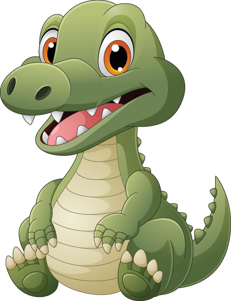 Illustration of cartoon funny crocodile sitting vector