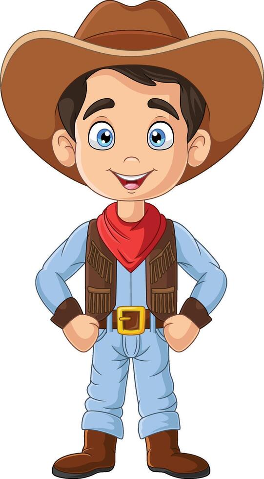 Cartoon happy cowboy on white background vector