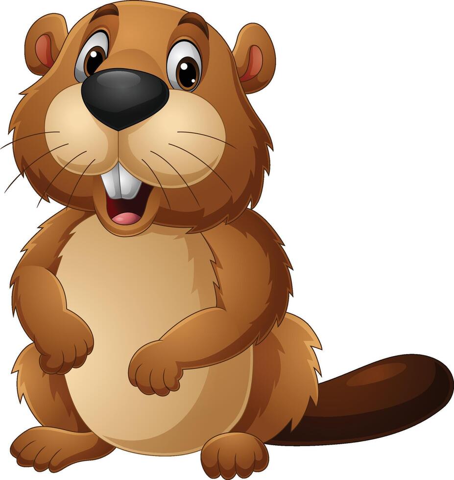 Illustration of cartoon happy beaver vector