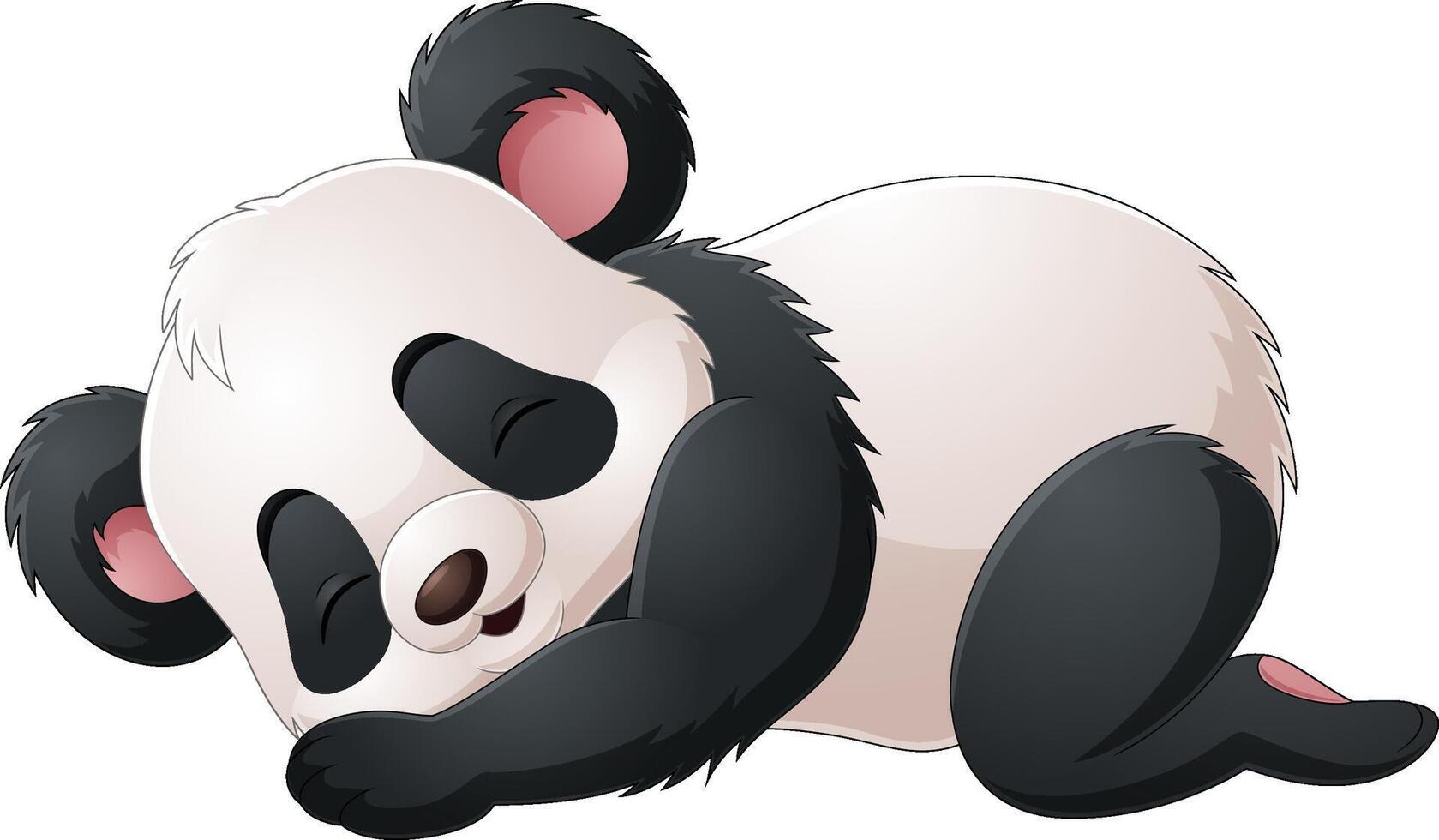 Cartoon panda sleeping on white background vector